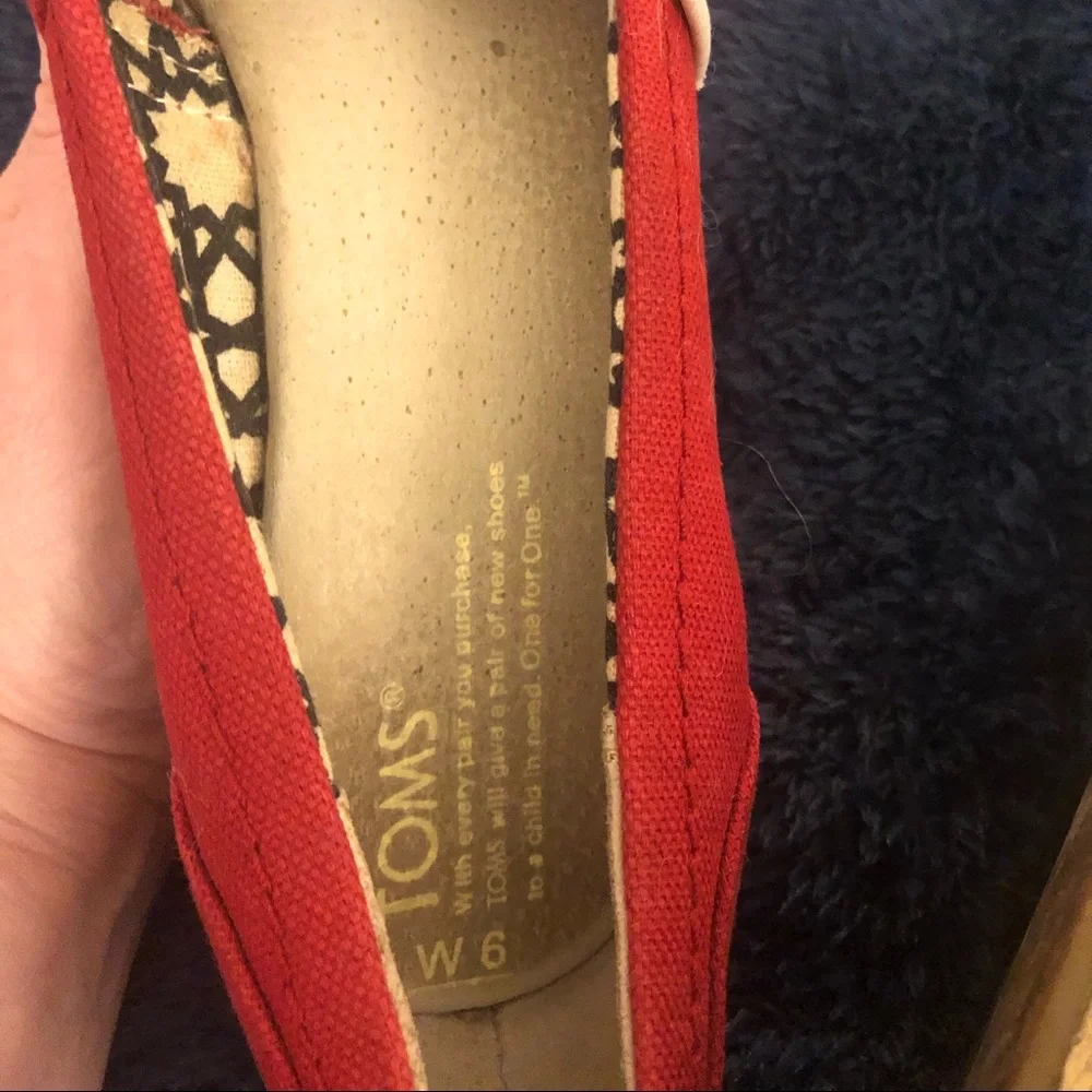Toms Red Canvas Wedge Espadrilles